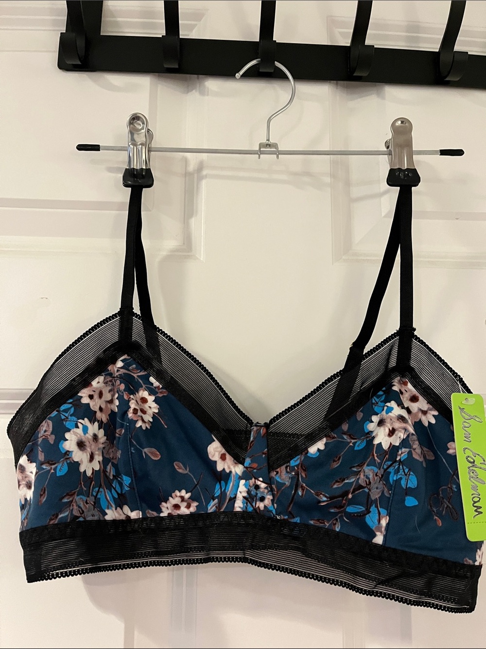 Sam Edelman Teal Floral Lace-Trim Bralette